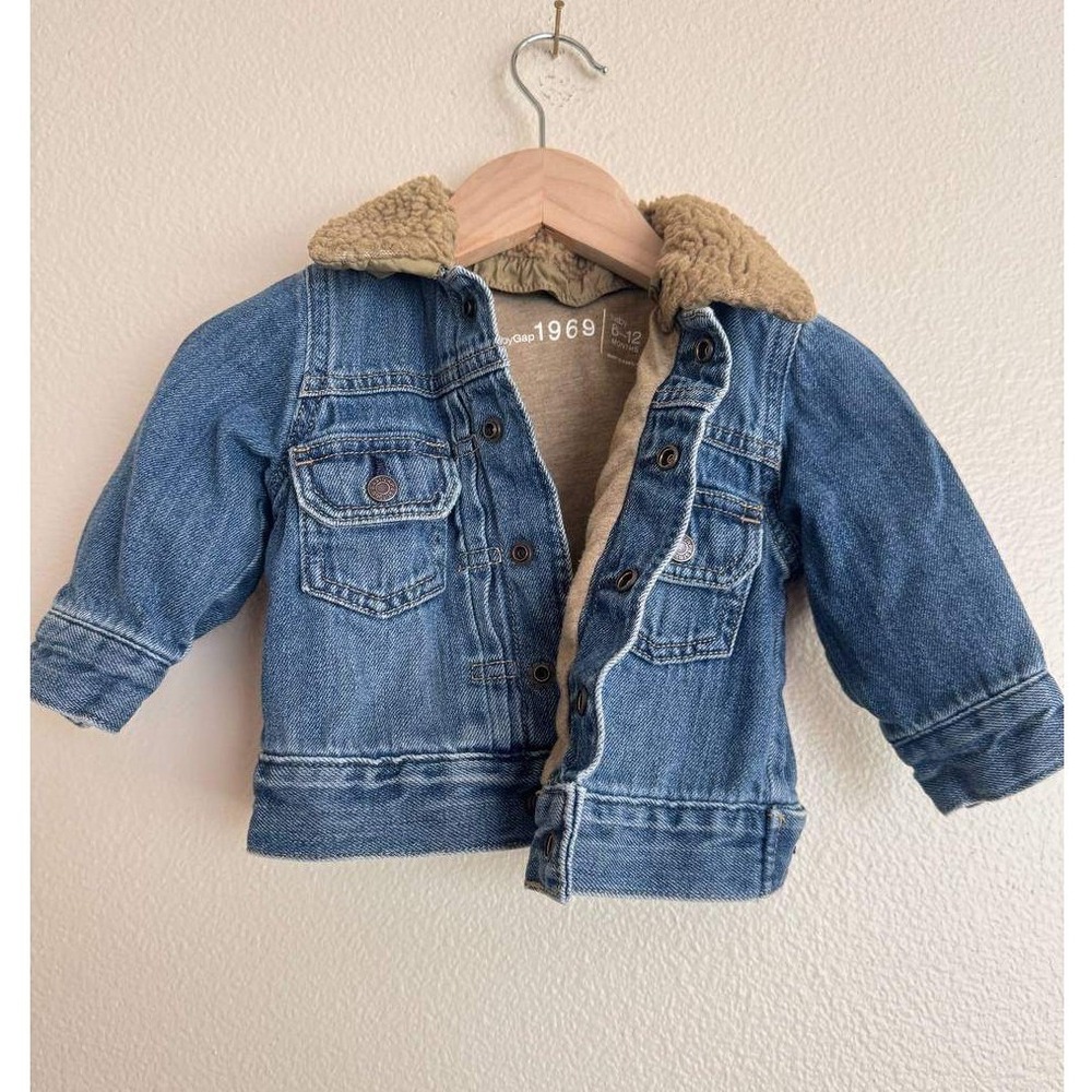 babyGap 1969 Sherpa Lined Denim Trucker Jacket 6M Y2K Vintage Outdoorsy Scandi